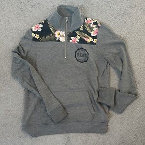 Gray Floral Quarter-Zip PINK by Victoria's Secret